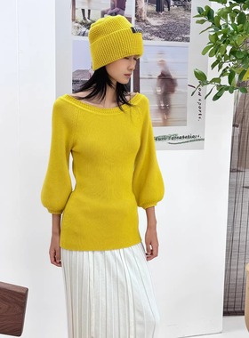 o cloche code 25年秋季 粗针灯笼袖毛衣_100%美丽奴羊毛