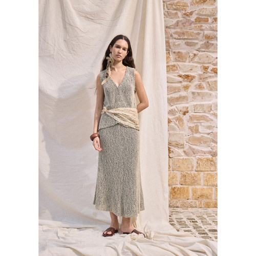 PLAYAPLY 26SS春夏 砂砾无袖马甲砂砾半身长裙