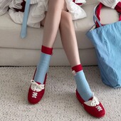 lost echo 易梦玲同款 欧若风浅口红色超轻软薄底运动芭蕾舞鞋