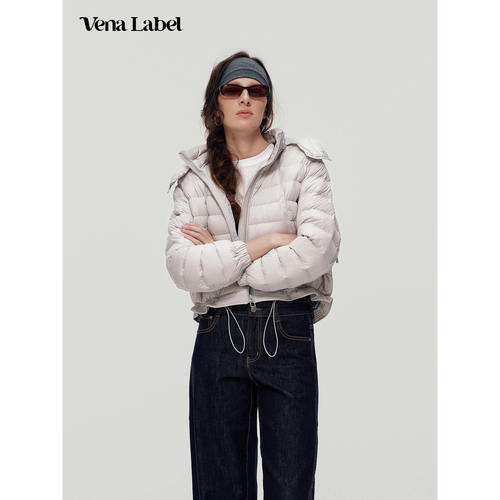Vena Label 26AW 连帽排骨羽绒服新款90%白鸭绒短款宽松外套