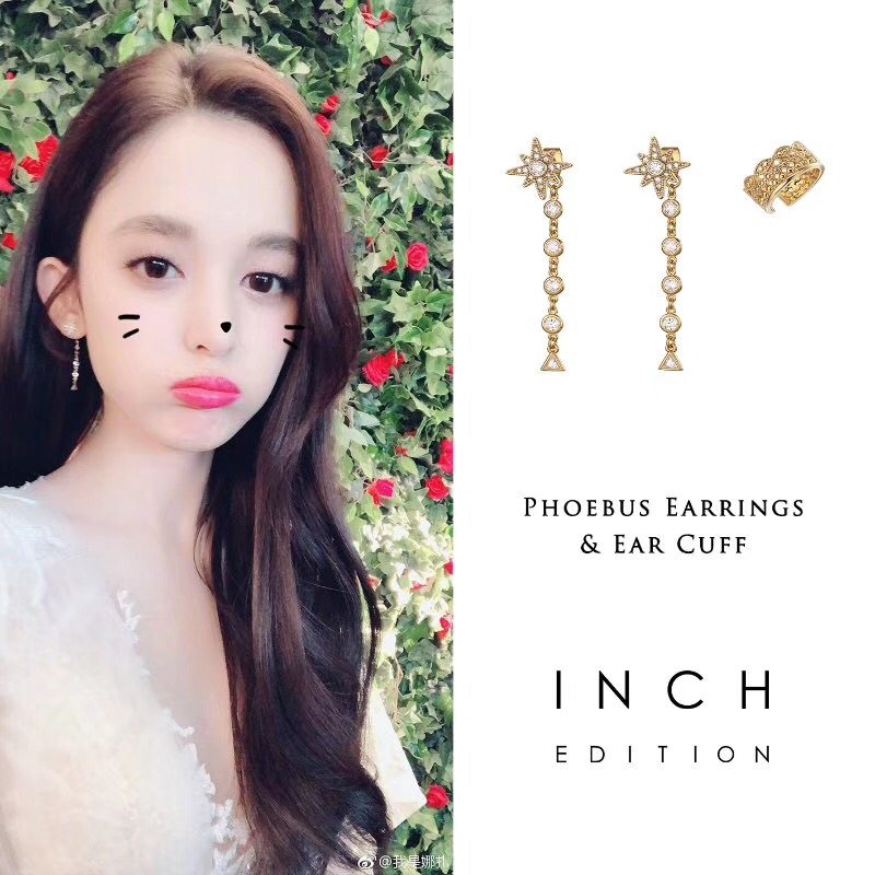 Inch Edition新款太阳几何钻石耳坠耳夹