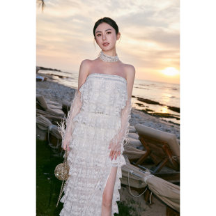 领脖 chen 带手套 刺绣蕾丝花边抹胸蛋糕连衣裙 Wardrobes