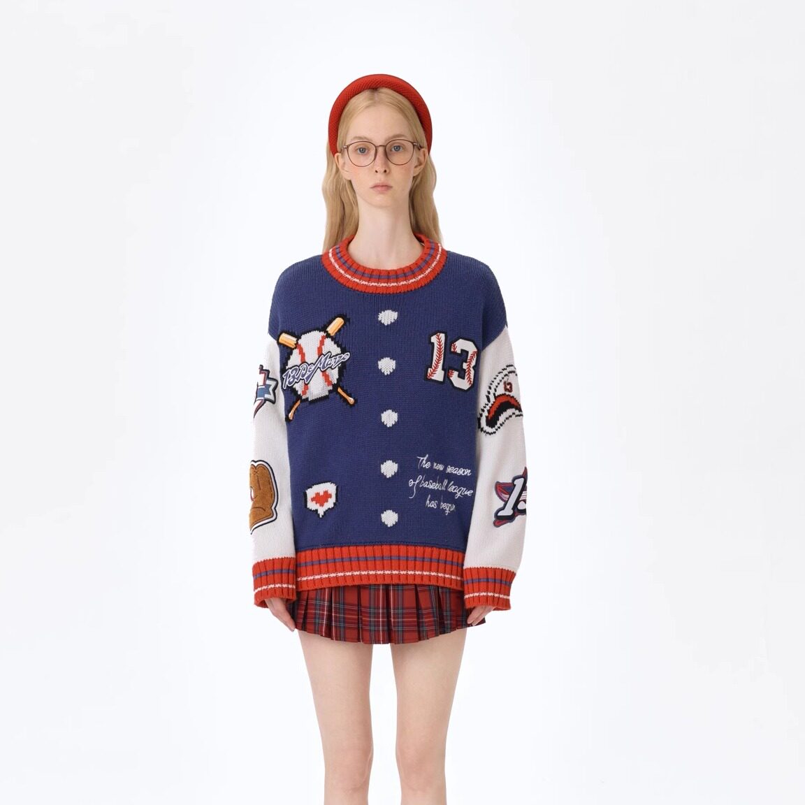 13DE MARZO 2025AW 秋冬新款 小熊针织棒球风圆领毛衣