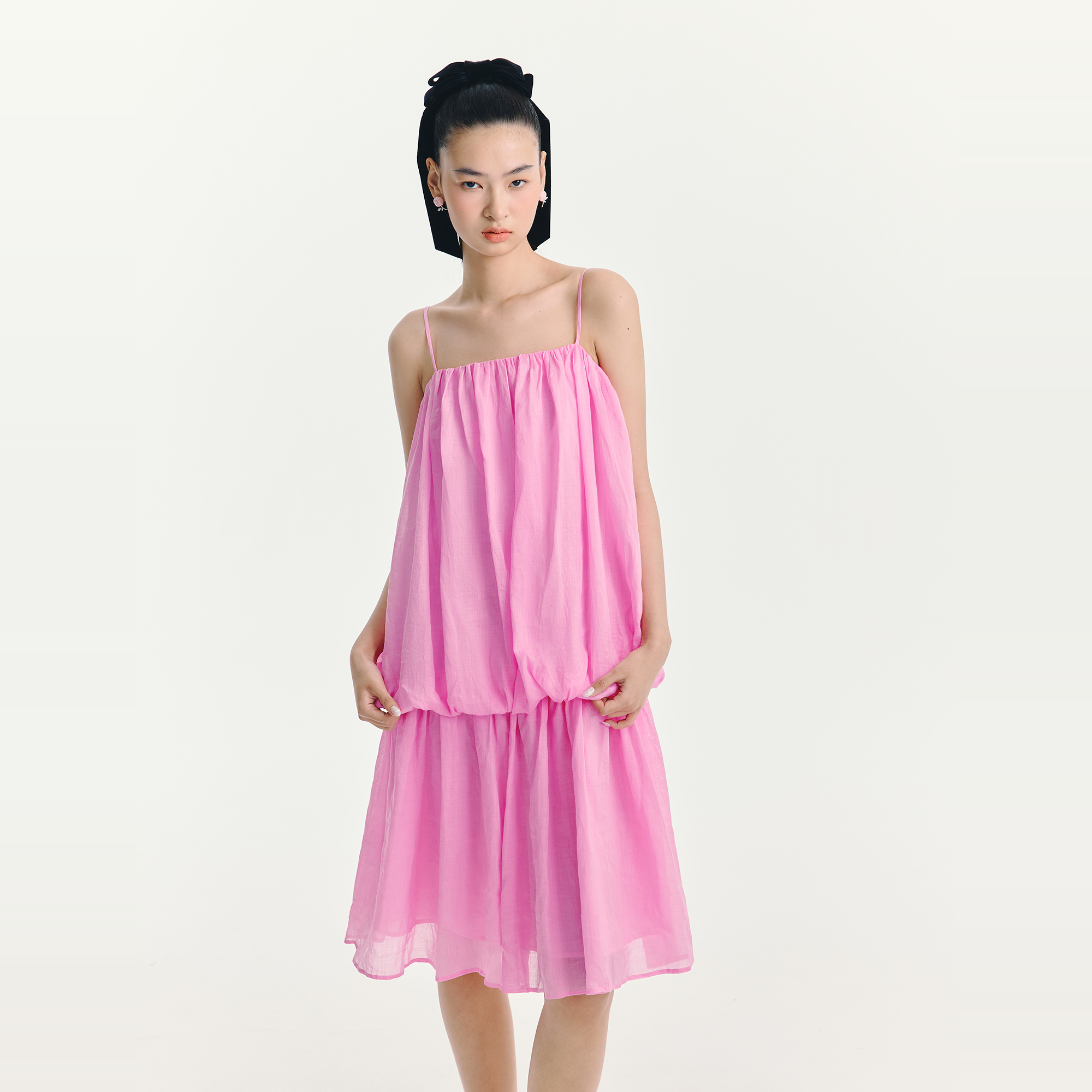 ESTER HSU 25SS 印花水母苎麻吊带连衣裙