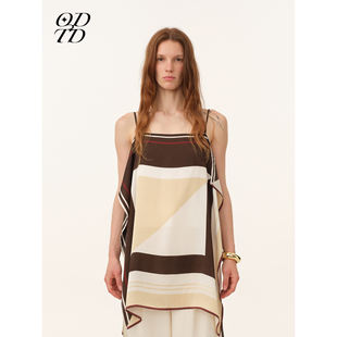 花卉条纹方巾平口吊带上衣原野诗意 ODTD26春夏新款 设计师女装