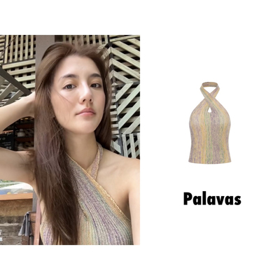 palavas2F南洋旧梦吴千语同款斜阳晚风挂脖交叉针织背心合集
