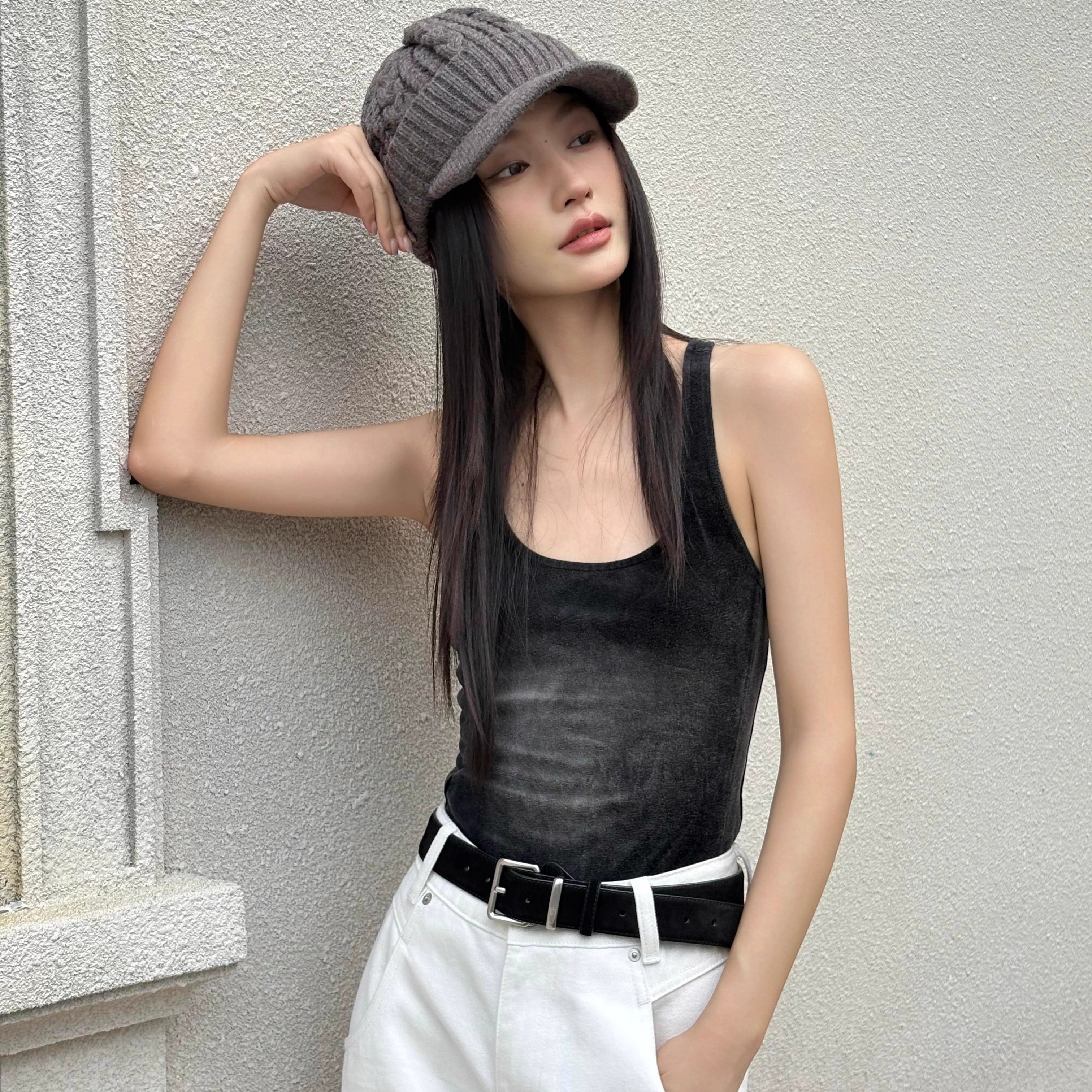 CNLEEWEI 25AW 水洗丝绒连体衣吊带  复古宽松牛仔裤