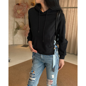 4.5折国现 卫衣女 饰连帽长袖 SJYP年早秋新款 纯色带子装