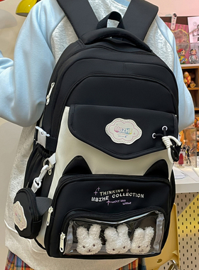 大童书包五六年级男黑色不易脏双肩包高颜值大容量中学生补课包包