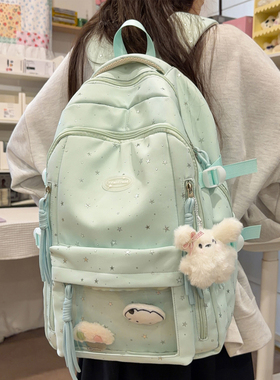 儿童书包小学生女薄荷绿色大容量双肩包高颜值痛包小食量青色背包