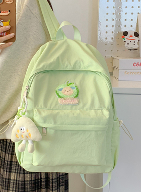 小学生春游背包书包女生薄荷绿儿童绿色苹果双肩包出游女孩轻便包