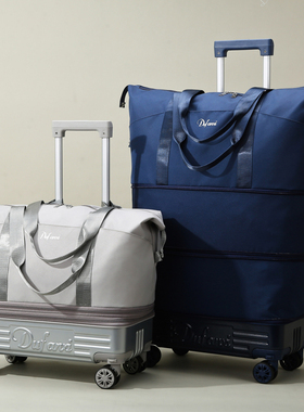 牛津布可折叠行李箱大容量万向轮拉杆行李包手拉背囊带轮子旅行袋