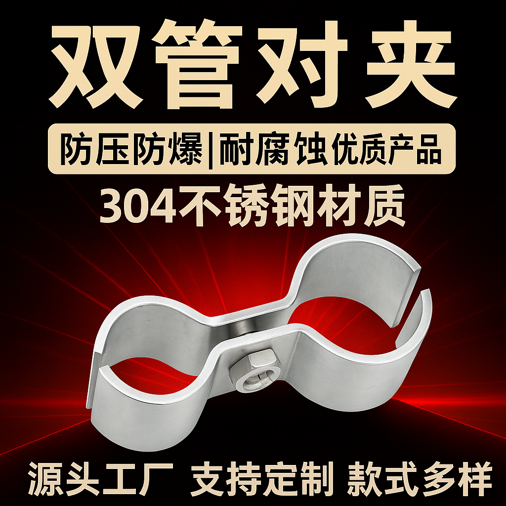 双管卡同径异径双管夹两片对卡两管固定卡子8字型管卡多管卡