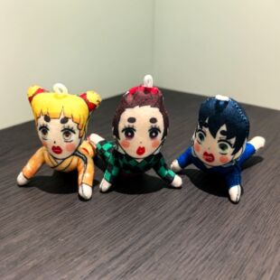 鬼灭之刃棉花娃娃抽象炭治郎迷你我妻善逸娃娃伊之助挂件款珠链