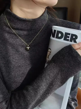 十三行原版磨毛半高领打底衫女内搭2025秋冬新款加绒保暖黑色上衣