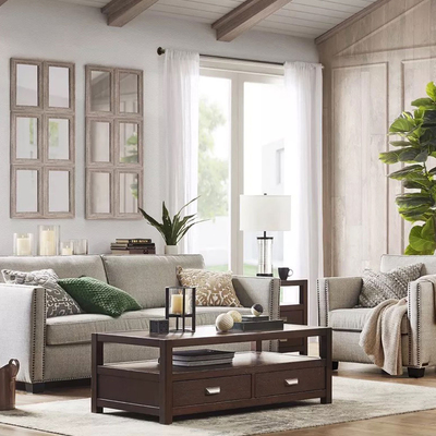 harbor美式复古全实木客厅茶几