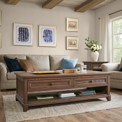 harbor美式复古全实木茶几