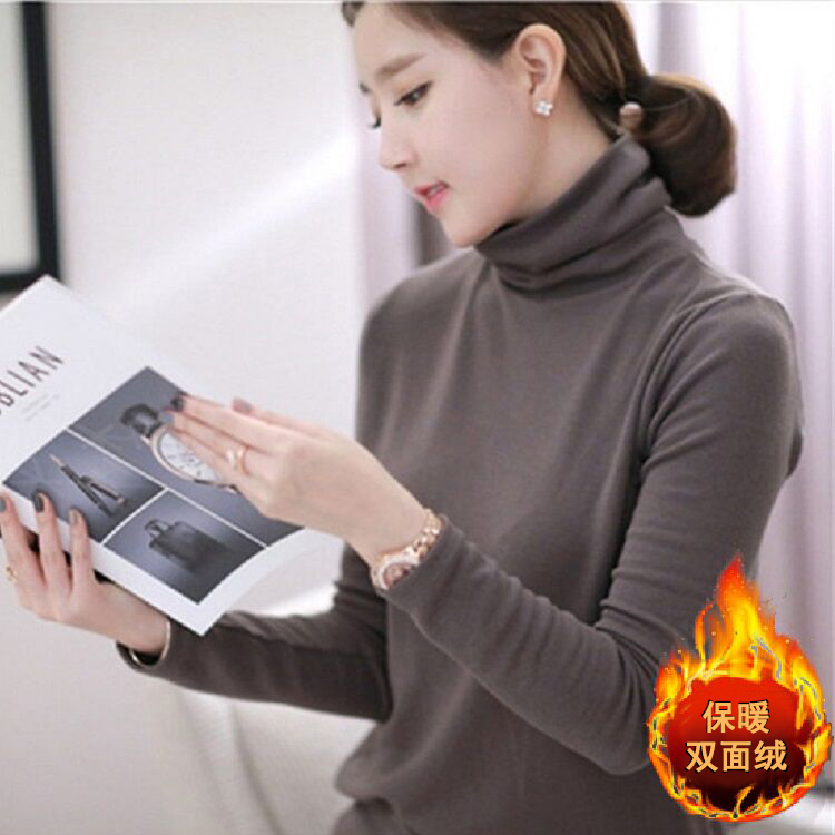 双面德绒修身风长袖保暖打底衫