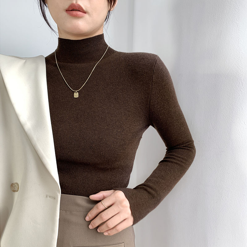 羊毛半高领套头洋气毛衣新款