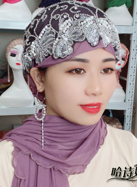 2022新款哈诗娜纱巾女时尚盖头马来巾纱巾款夏季头巾轻薄透气民族
