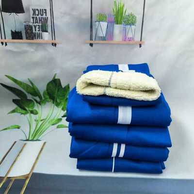 冬季宝蓝色羊羔绒校服裤子中小学生加绒加厚运动裤学生运动休闲裤