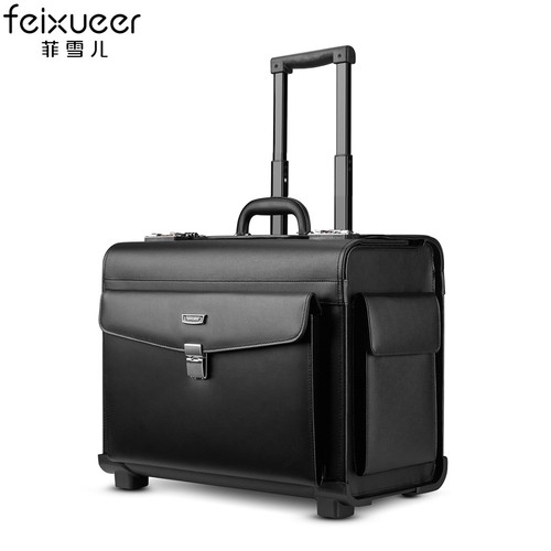 菲雪儿牛皮拉杆箱 商务登机箱飞行员/机长专用航空箱行李箱旅行箱 - 封面
