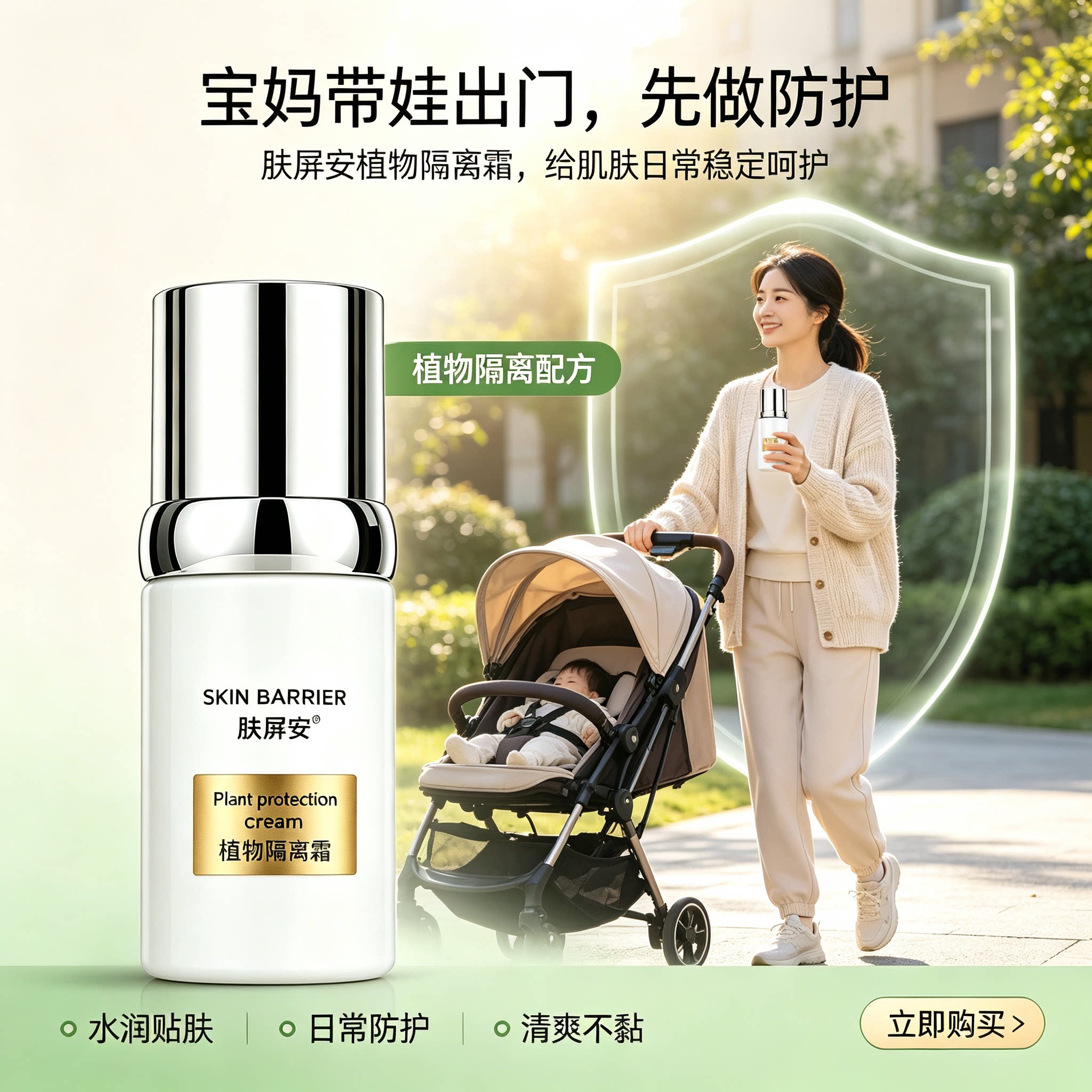 肤屏安植物隔离霜水润妆前打底