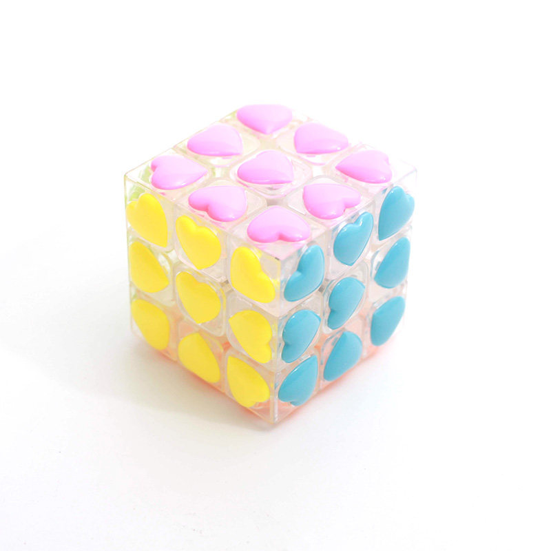 THREE-ORDER TRANSPARENT RUBIKS CUBE LOVE RUBIKS CUBE GIFT CONCAVE AND CONVEX CREATIVE RUBIKS CUBE TOY STRESS RELIEF ORNAMENTS