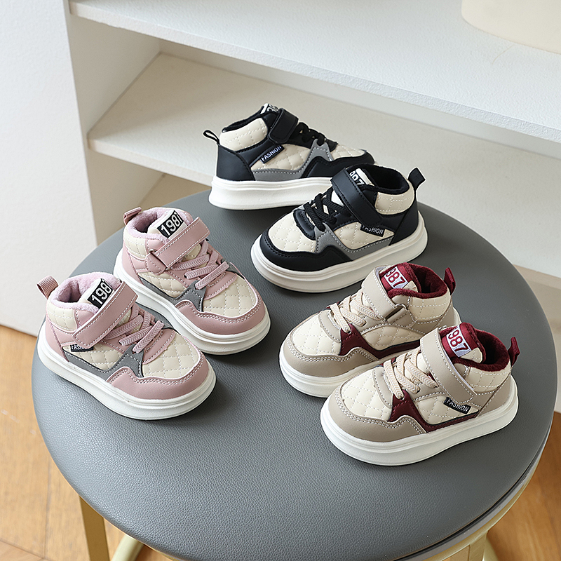 儿童加绒鞋子2025秋冬季新款二棉运动鞋高帮保暖男女童休闲宝宝鞋