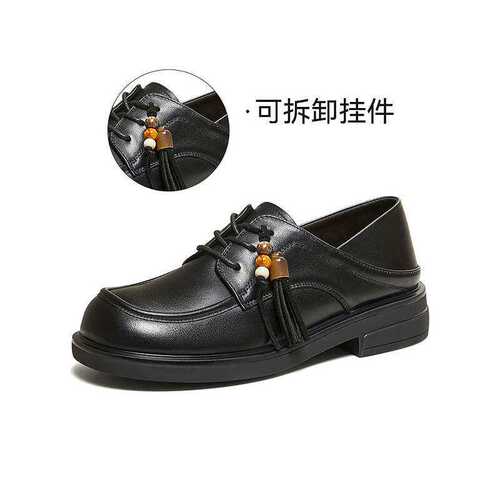 百思图2026春商场新款牛皮鞋乐福鞋厚底牛津鞋复古女单鞋W6811AM6