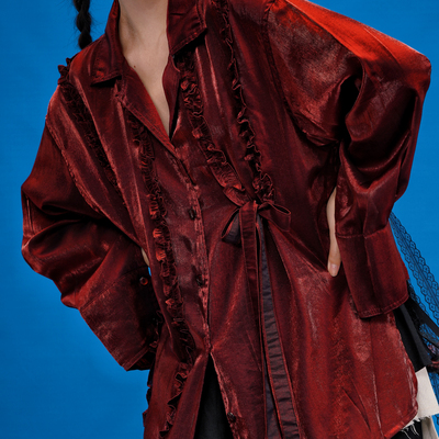 NOPMOB血色玫瑰黑红暗黑衬衫