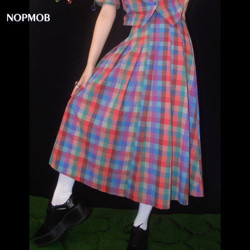 NOPMOB长裙百褶复古A型半裙