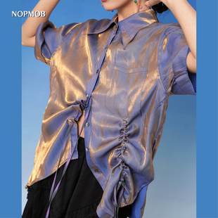 衬衫 NOPMOB 不规则短袖 灰蓝金色偏闪闪发光小众设计感新款 落日光