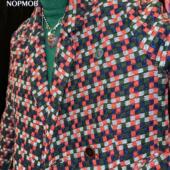 原创复古学院风粗羊毛呢加厚宽松西装 NOPMOB 重工编织 上衣外套女