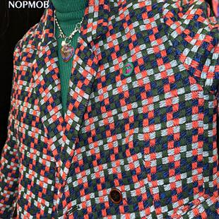 上衣外套女 原创复古学院风粗羊毛呢加厚宽松西装 NOPMOB 重工编织