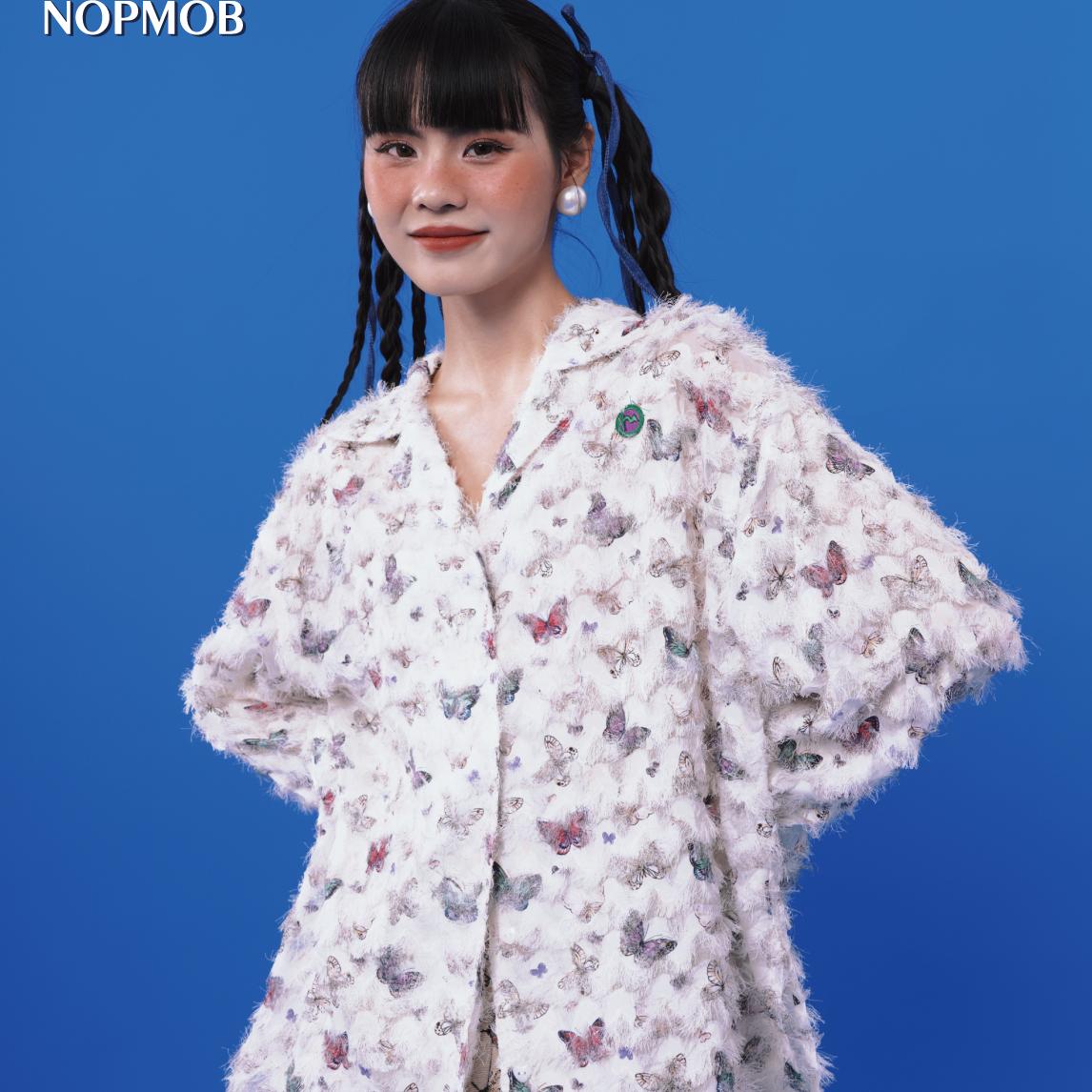 衬衫设计感流苏蝴蝶印花慵懒宽松