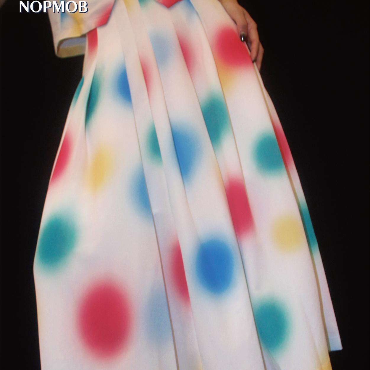 NOPMOB 彩色波点圆点短袖西装两件整套装A字型百褶长半裙女夏新款