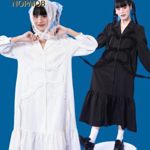 连衣裙 长袖 NOPMOB 蝴蝶花边艺术感原创设计感宽松显瘦A字型中长款