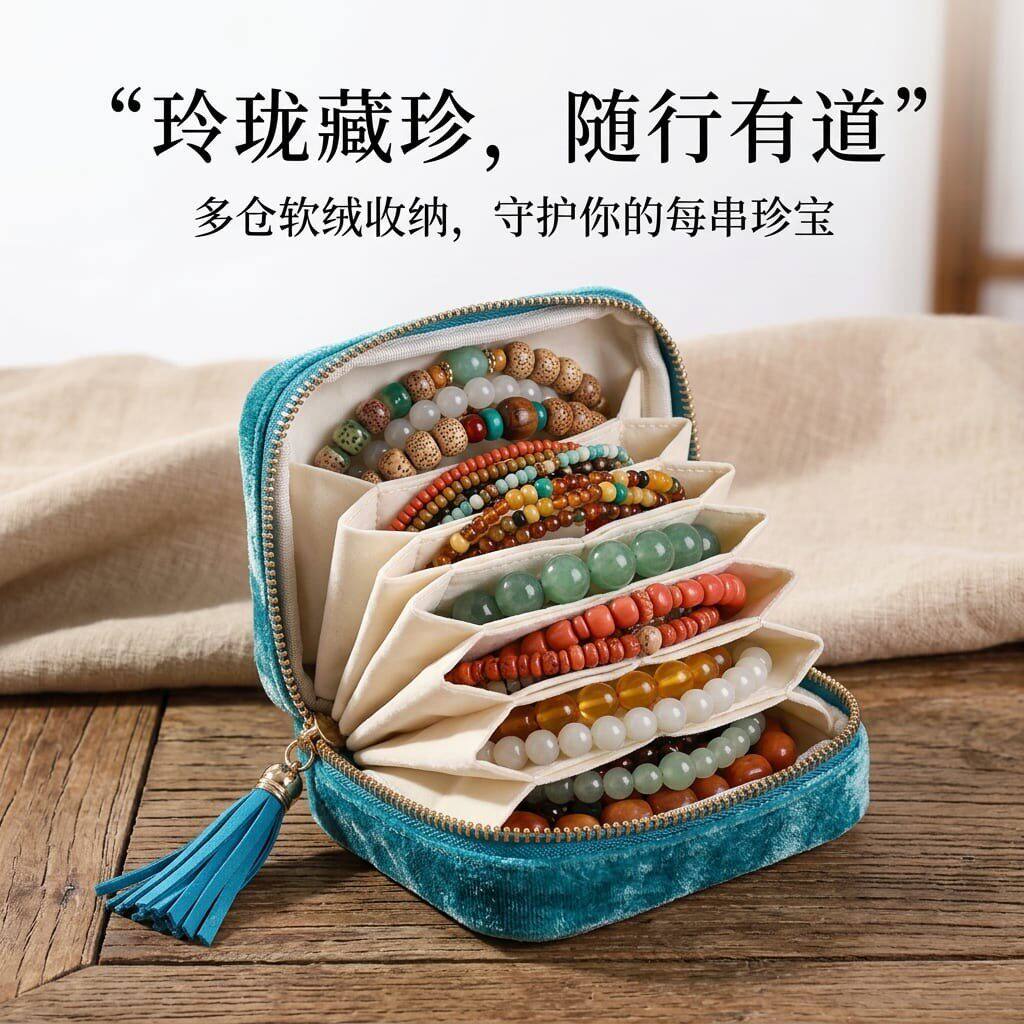 便携式首饰收纳盒旅行高档精致小巧耳环戒指防氧化饰品耳钉项链包