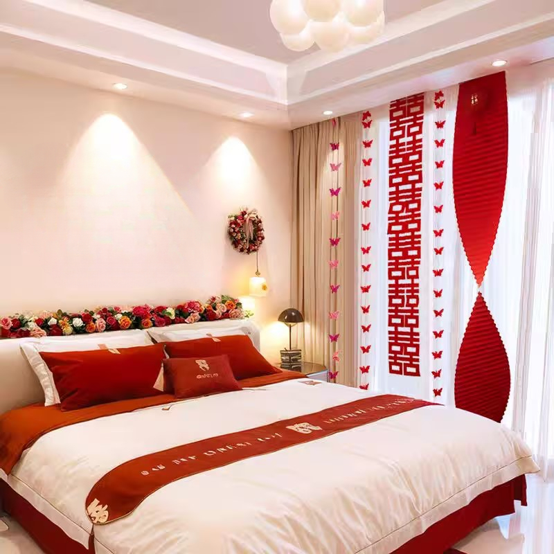 婚房布置套装女方卧室床头背景墙男方新房窗帘酒店结婚装饰婚礼喜,节庆用品/礼品,拉花,淘宝优惠券,粉丝福利购,淘宝优惠卷