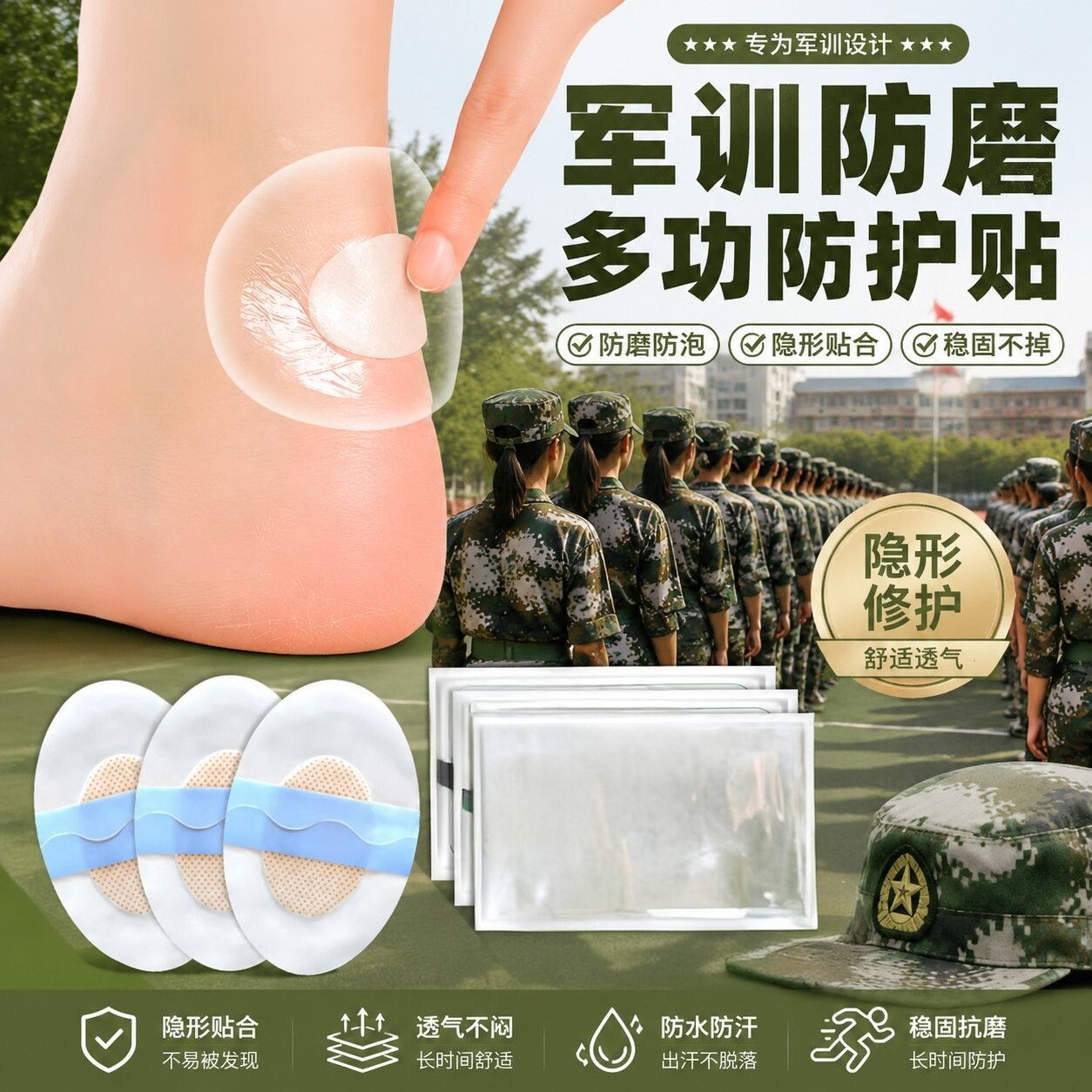 军训隐形防磨后跟贴10片不留胶
