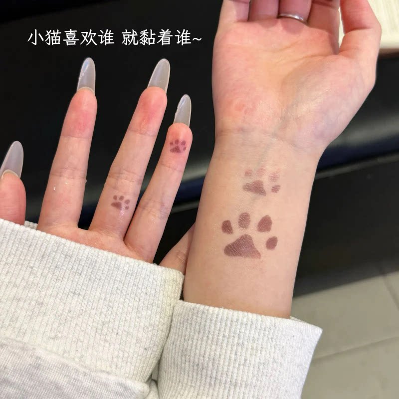 猫爪纹身贴温感变色粉色女学生可爱身体彩绘防水可洗彩色小猫咪爪
