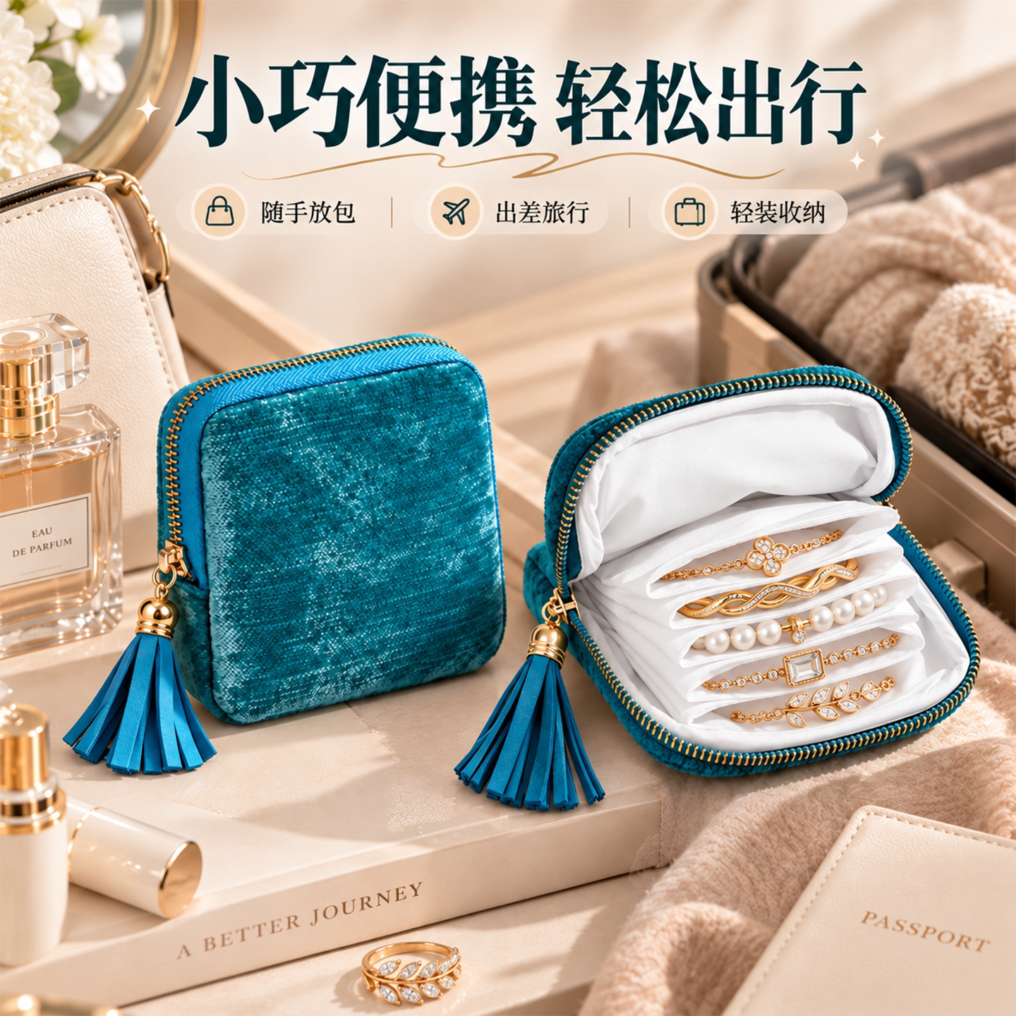 2026新款首饰包高档精致饰品手串手镯项链收纳袋便携带拉链首饰盒
