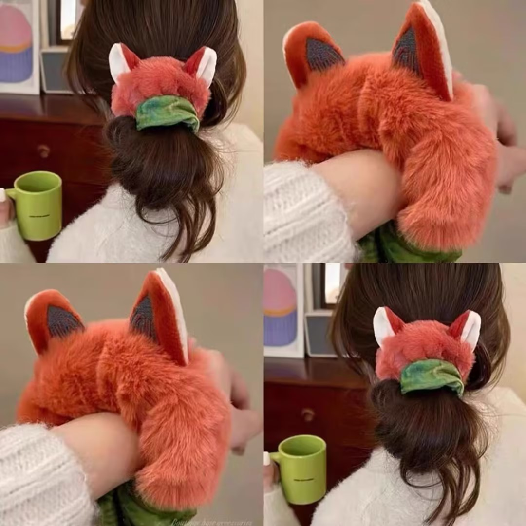 狐尼克毛绒发圈动物尼克狐兔朱迪发绳女卡通扎头发头绳大肠圈皮筋