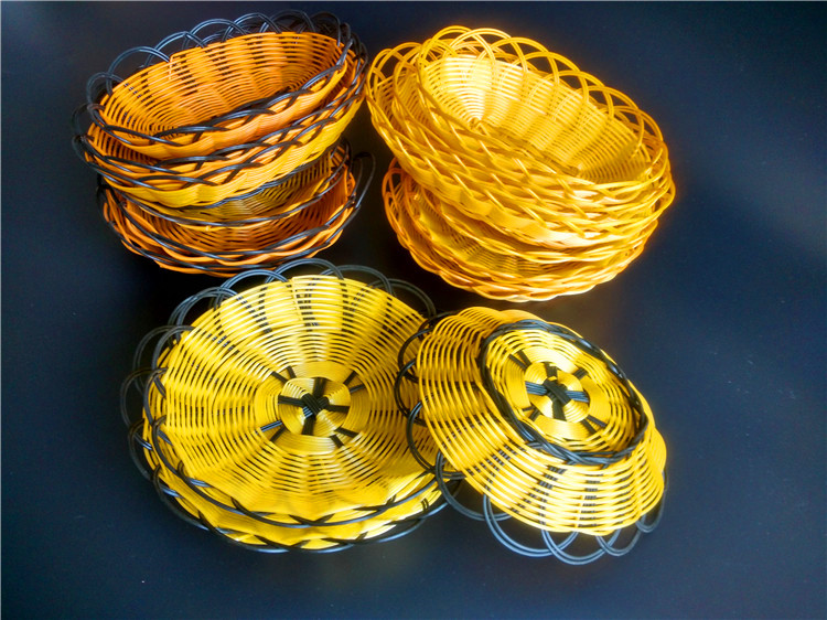 手编仿藤塑料框馒头筐火烧框火锅饭店生菜篮爆米花烧饼篮薯条圆形