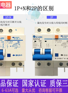 珠江开关DZ47LE小型漏电保护开关2P32a63a漏保保护器总闸开关220V