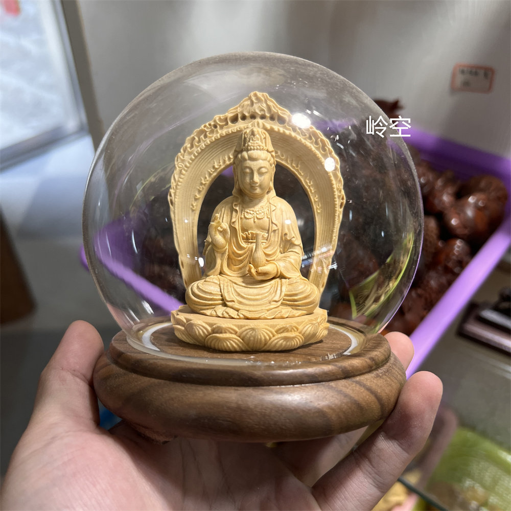 新款桧木木雕阿弥陀佛净瓶观音关公财神大日如来车载饰品摆件