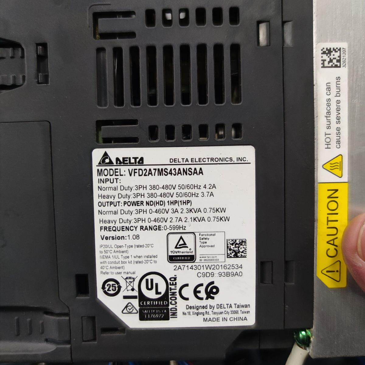 台达750w变频器VFD2A7MS43ANSAA 380V