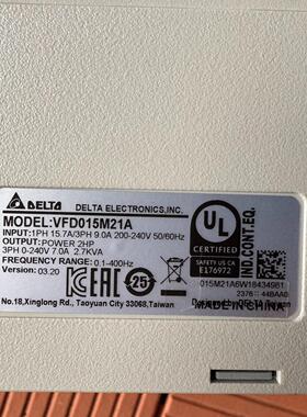 台达VFD015M21A变频器