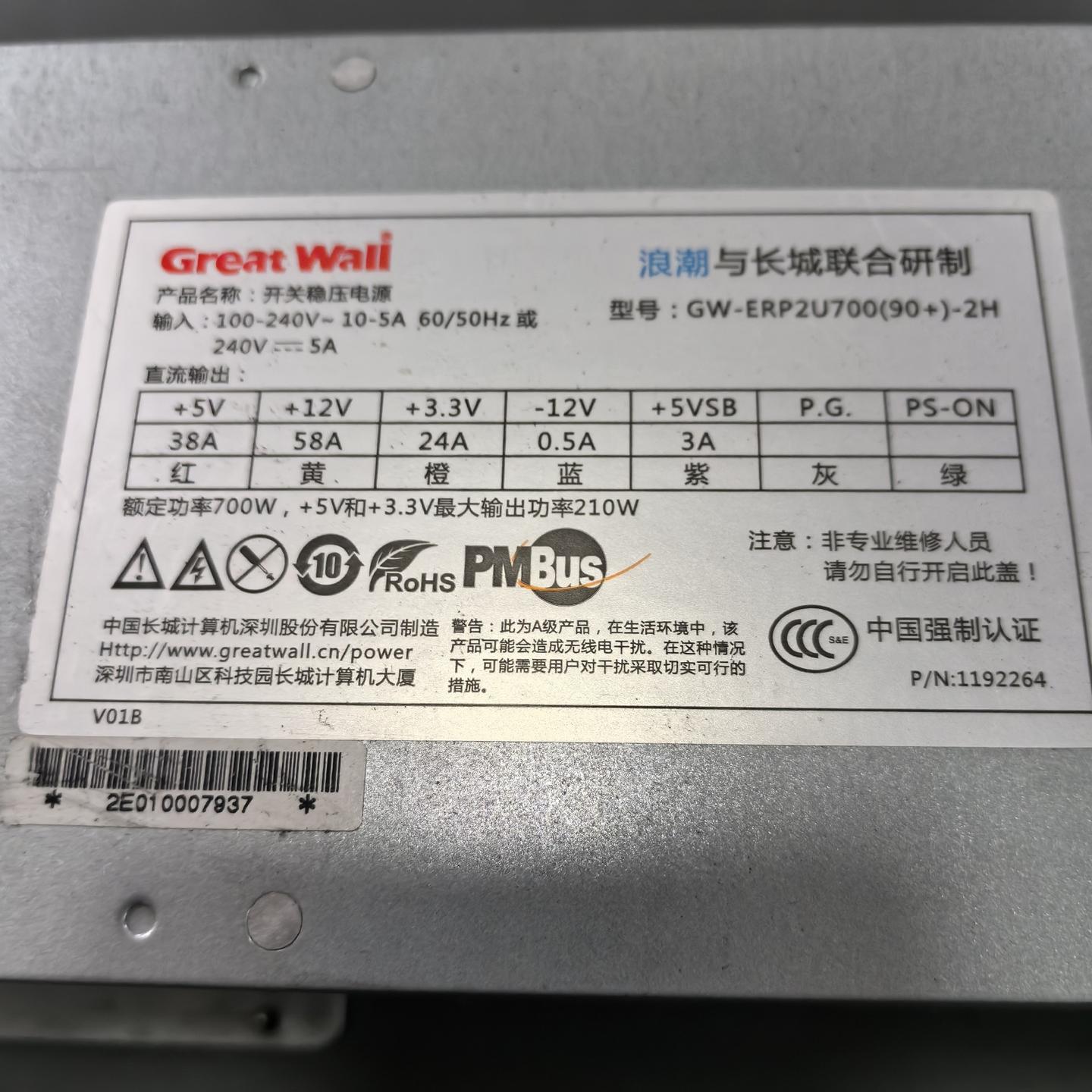 冗余电源 GW-ERP2U700(90+)-2H